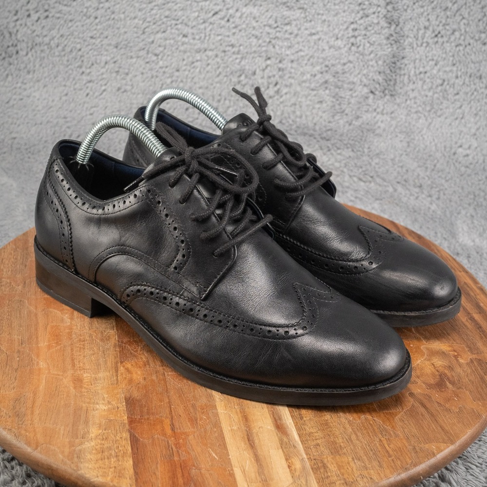 Cole Haan Grand+‎ Plus DRS Wingtip Mens Size 8 Oxford Dress Shoes Black Leather